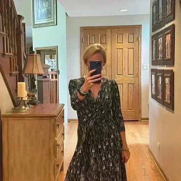 HUGO BOSS A Line Green/Black/White Dress - Picture 4 of 15
